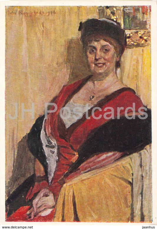 painting by J. Rozentals - Portrait of Malvina VIGNERE-GRINBERGA - Latvian art - 1954 - Latvia USSR - used - JH Postcards