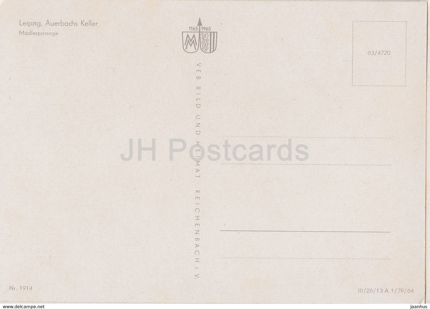 Leipzig - Auerbachs Keller - Valentins Tod - 1965 - DDR Germany - unused