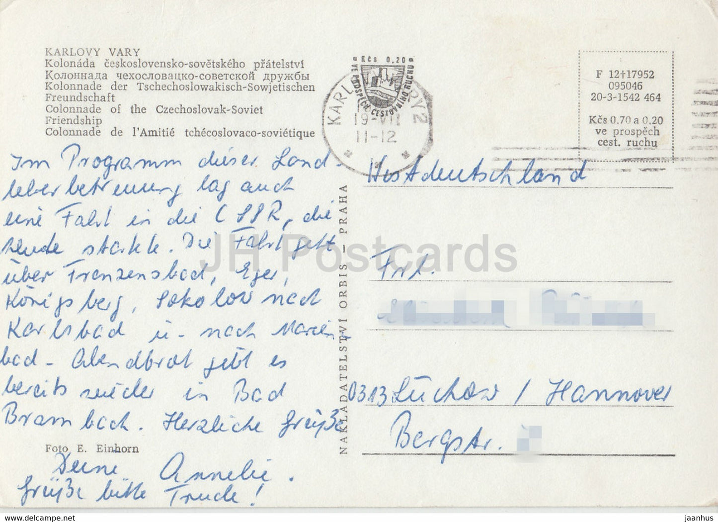 Karlsbad - Kolonnade der Tschechoslowakischen Sowjetischen Freundschaft - 1955 - Tschechoslowakei - Tschechische Republik - gebraucht