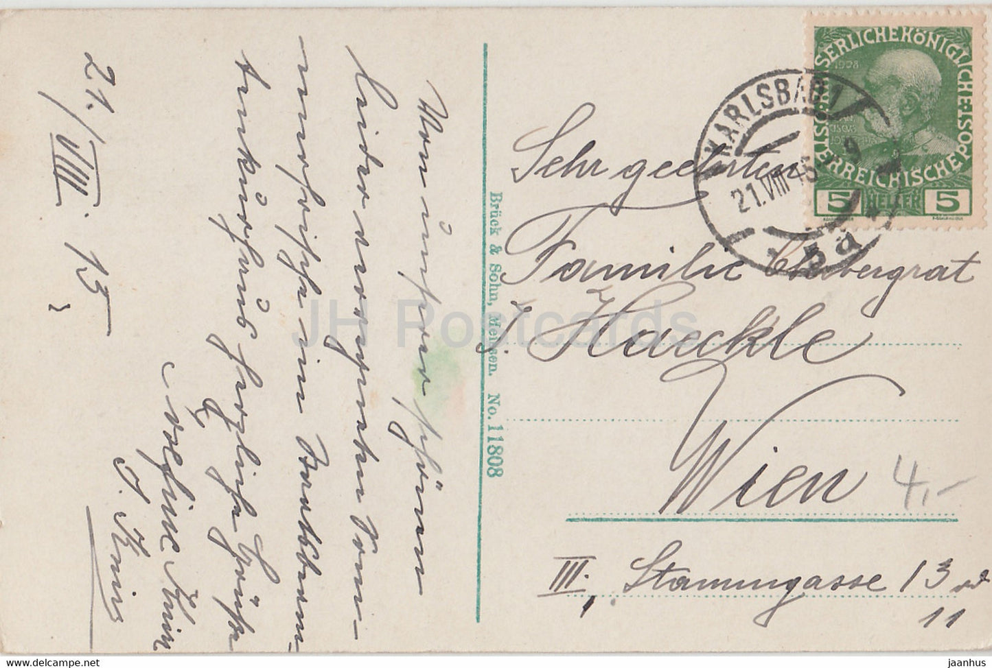 Karlovy Vary - Karlsbad - Muhlbrunnen Kolonnade - 11808 - carte postale ancienne - 1915 - Tchécoslovaquie - République tchèque - utilisé