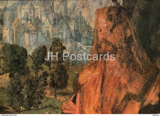 painting by Albrecht Durer - Rosenkranzfest - detail - Rosary Festival - German art - 1971 - Germany - unused - JH Postcards