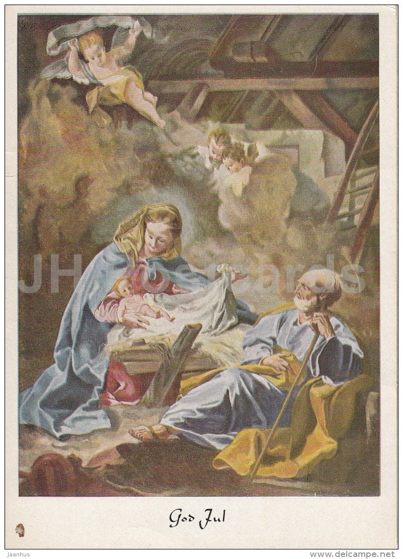 Christmas Greeting Card by E. Stegmann - Nativity - religion - 438 - Sweden - unused - JH Postcards