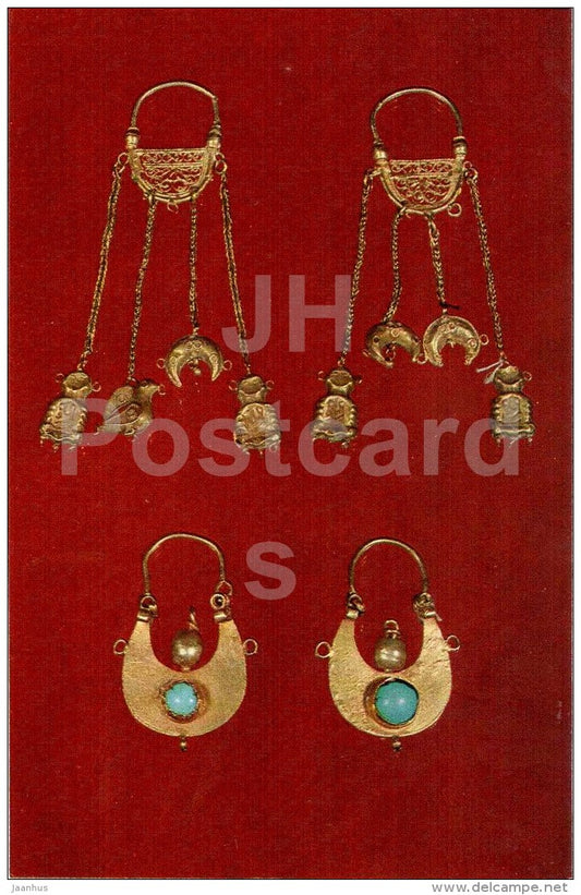 earrings with pendants , 10th-11th centuries - Jewellery - Armenian History Museum - 1978 - Russia USSR - unused - JH Postcards