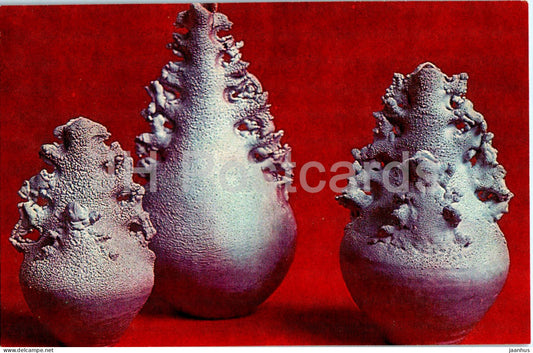 a group of vases by E. Detlavs - ceramic - applied art - Latvian art - 1963 - Latvia USSR - unused - JH Postcards
