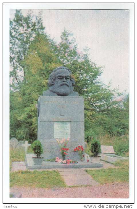 Karl Marx Grave in Highgate Cemetery  - London - 1968 - United Kingdom England - unused - JH Postcards