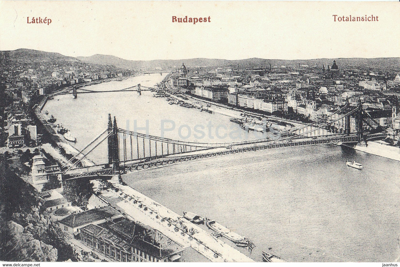 Budapest - Latkep - Totalansicht - bridge - old postcard - Hungary - unused - JH Postcards