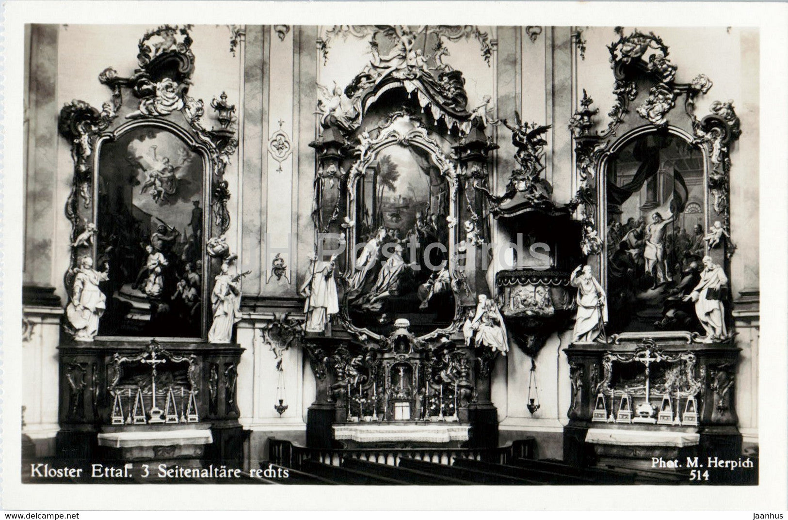 Kloster Ettal - Seitenaltare Rechts - monastery - old postcard - Germany - unused - JH Postcards