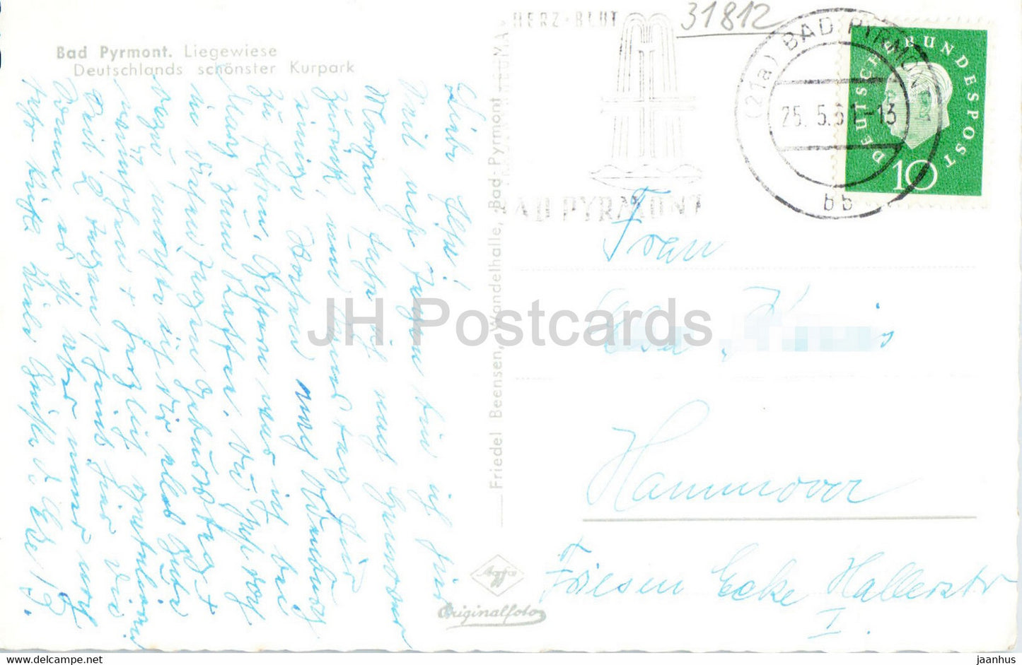 Bad Pyrmont - Liegewiese - Deutschlands schonster Kurpark - old postcard - Germany - used