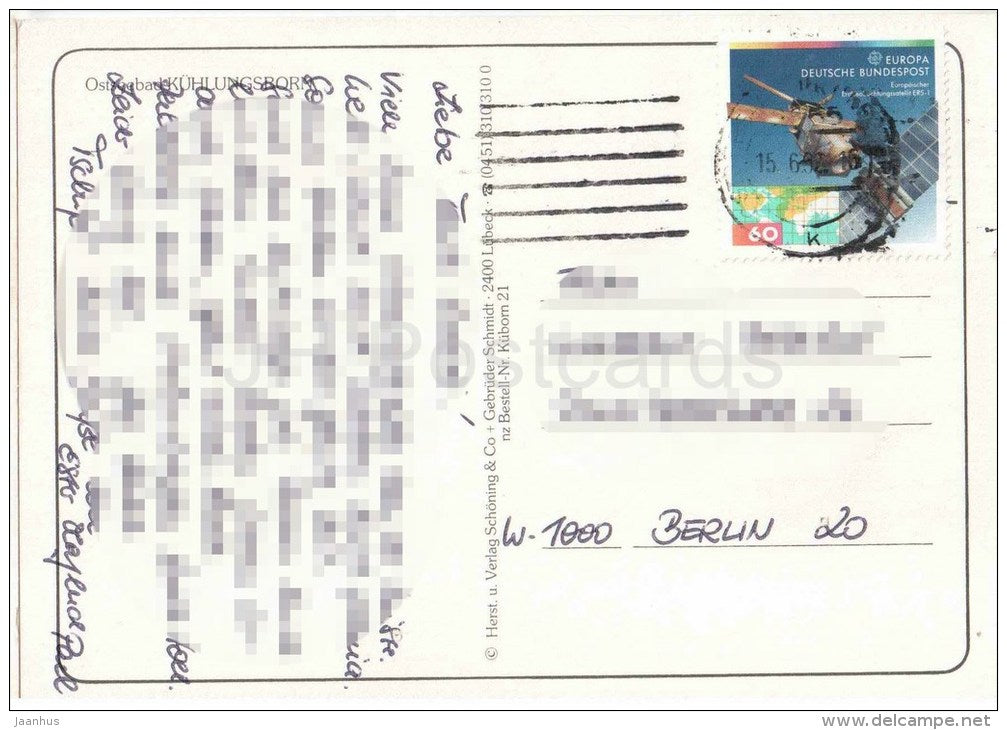 Ostseebad Kühlungsborn - Strand - beach - EUROPA - Germany - 1992 gelaufen - JH Postcards