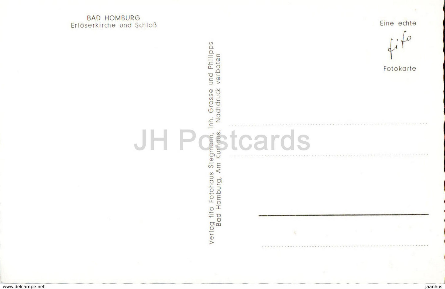 Bad Homburg - Erloserkirche und Schloss - carte postale ancienne - Allemagne - inutilisée