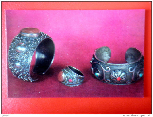 Ring , Bracelet , silver - Georgian Chasing - 1970 - Russia USSR - unused - JH Postcards