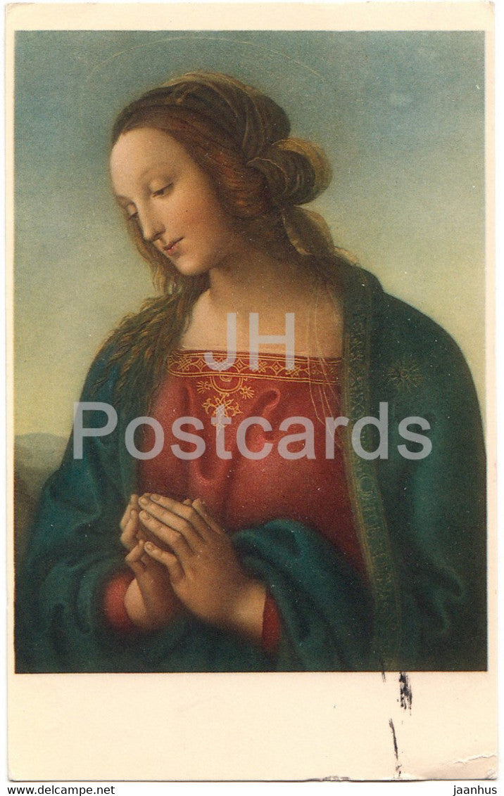 painting by Pietro Perugino - Testa di Vergine - Virgin Mary - 623 - Italian art - old postcard - 1941 - Italy - used - JH Postcards