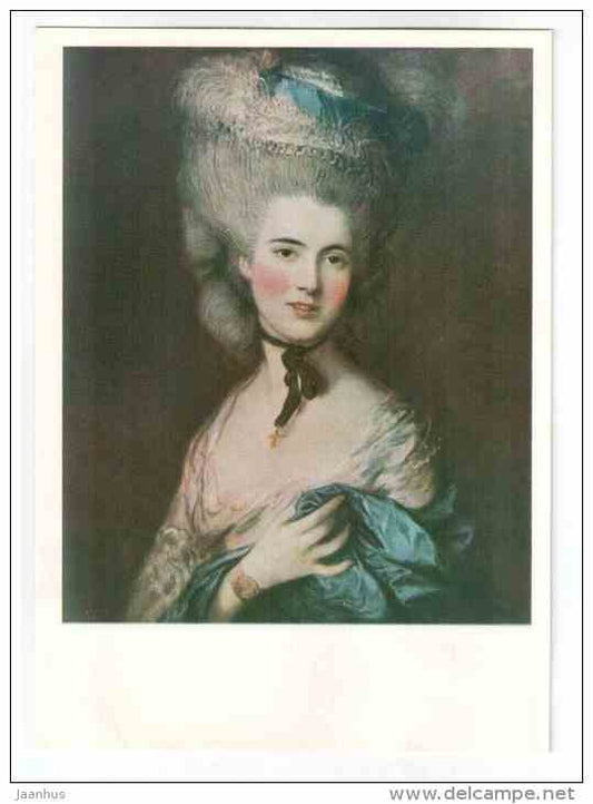 painting by Thomas Gainsborough - portrait of a duchess of Beaufort ? - british art - unused - JH Postcards