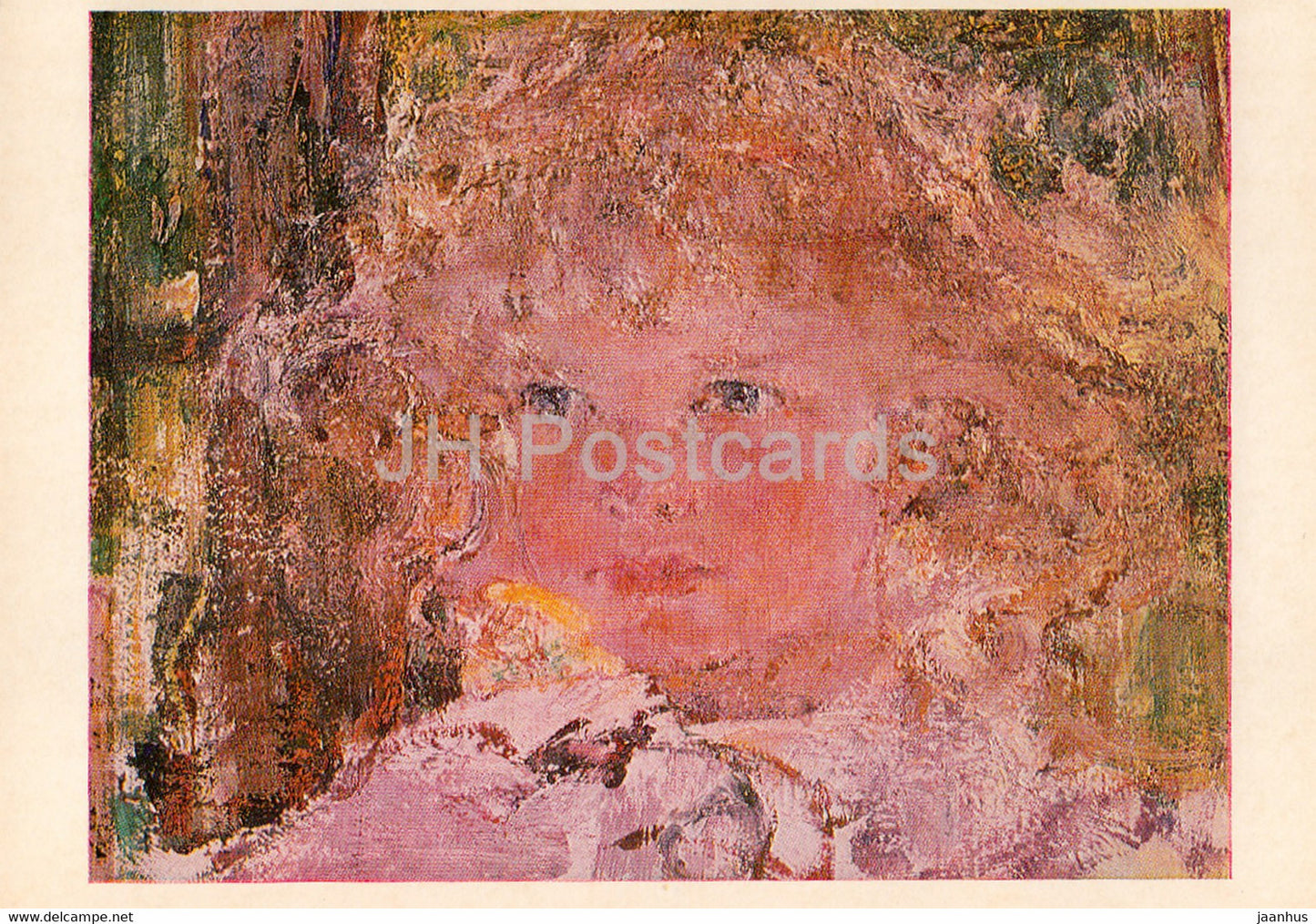 painting by N. Feshin - firstborn Portrait of daughter Ia - girl - Tatar Russian art - 1983 - Russia USSR - unused - JH Postcards