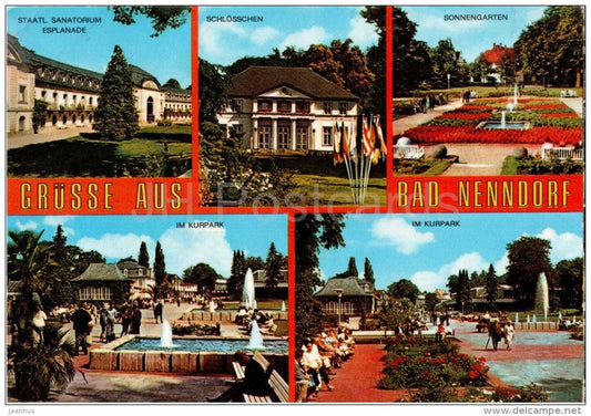 Grüsse aus Bad Nenndorf - sanatorium - sonnengarten - im kurpark - Germany - 1981 gelaufen - JH Postcards