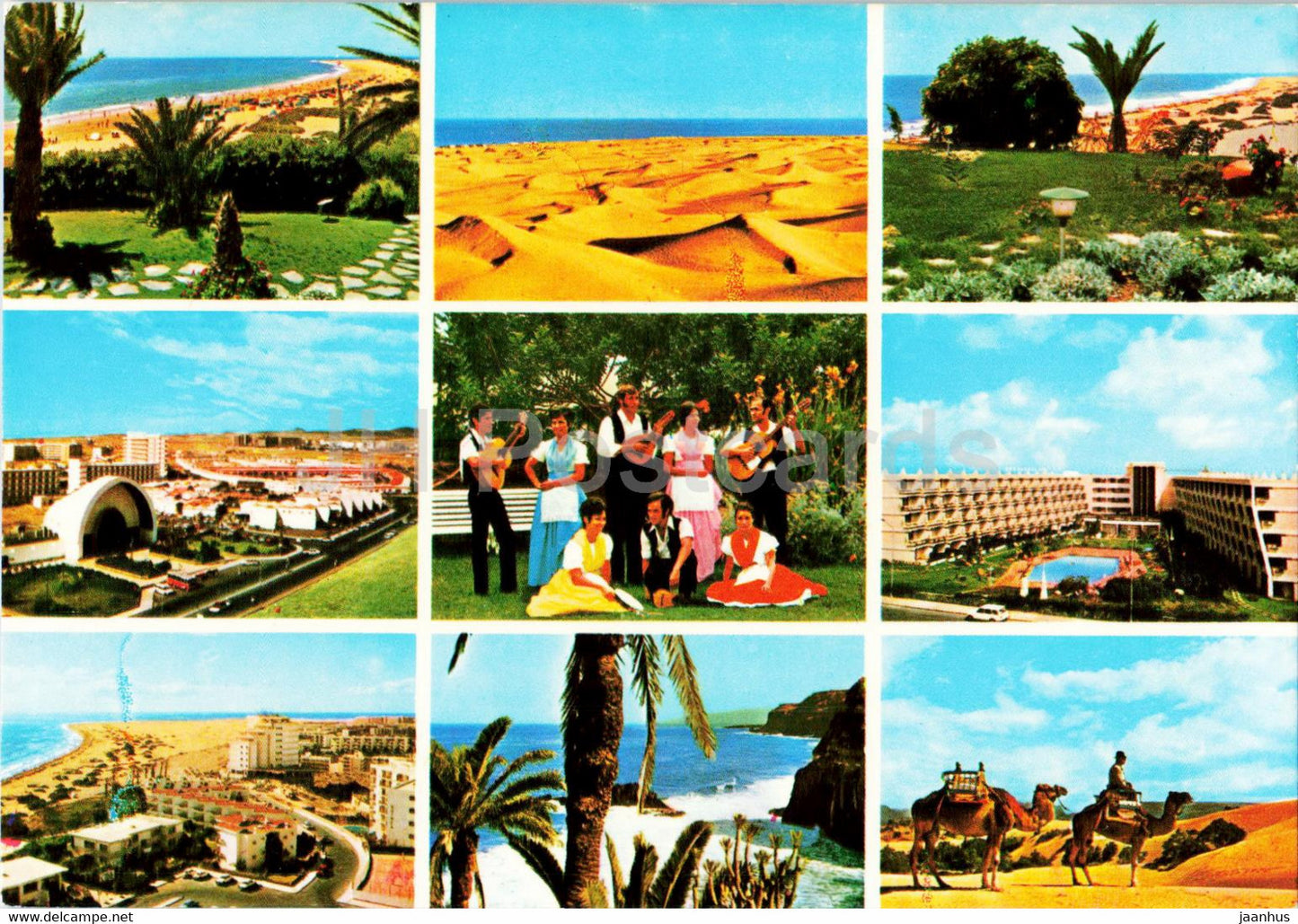 Souvenirs Gran Canaria - beach - camel - band - multiview - Spain - unused - JH Postcards