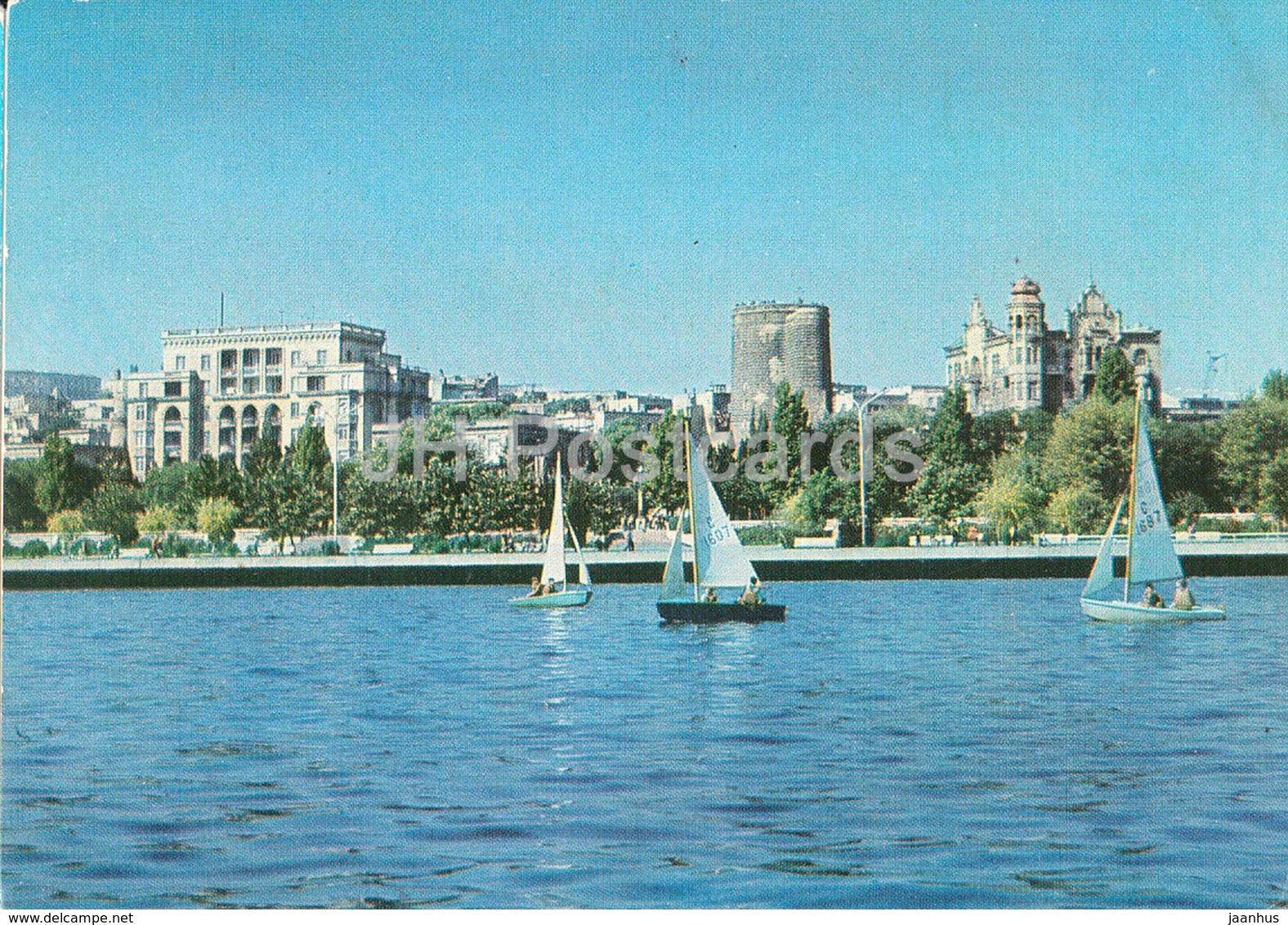 Baku - Primorsky Park - sailing boat - postal stationery - 1975 - Azerbaijan USSR -  unused - JH Postcards