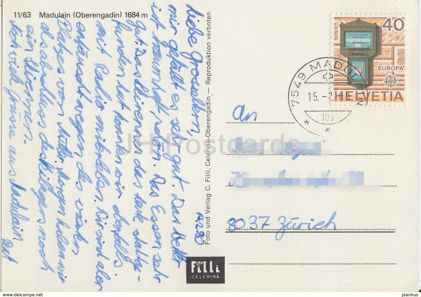 Madulain - Oberengadin 1684 m - 1980 - Schweiz - gebraucht