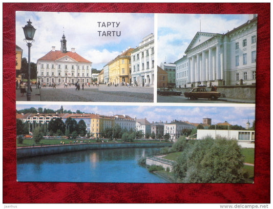 Tartu - multiview-card - Town Hall Square - University - Emajõgi river - 1985 - Estonia - USSR - unused - JH Postcards