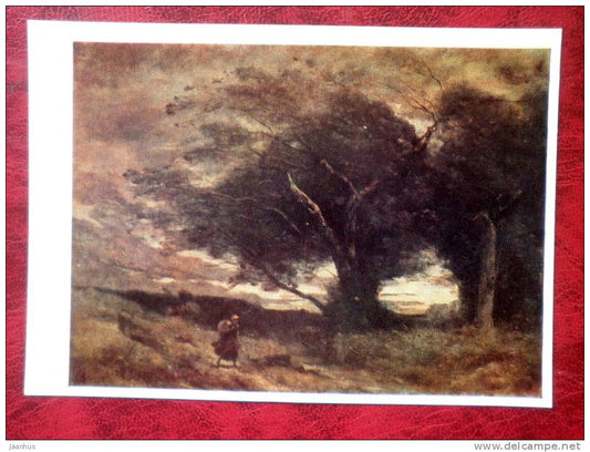 Painting by Camille Corot - windflaw - art  - unused - JH Postcards