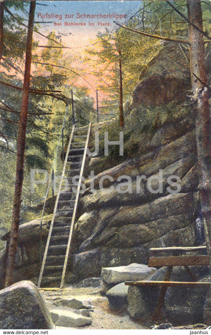Aufstieg zur Schnarcherklippe bei Schierke im Harz - 6353 - old postcard - Germany - unused - JH Postcards