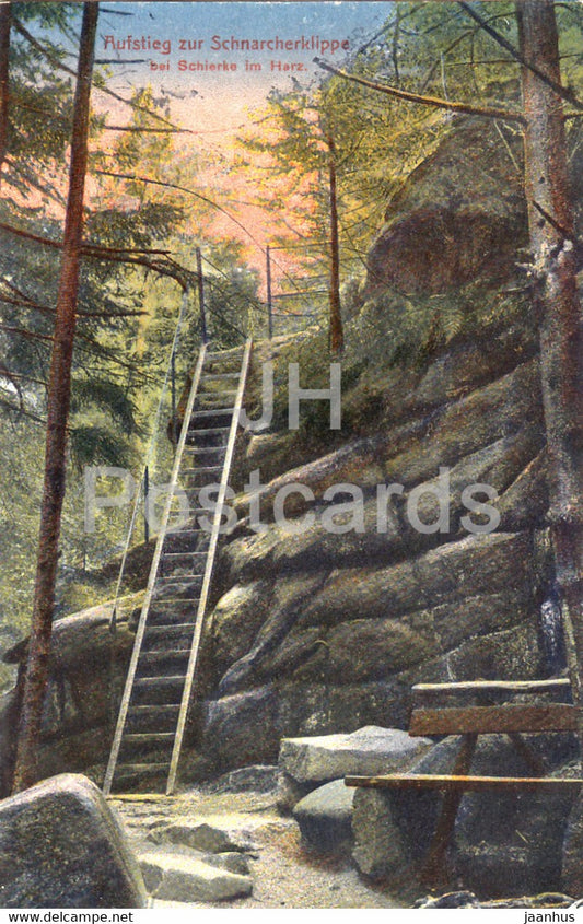 Aufstieg zur Schnarcherklippe bei Schierke im Harz - 6353 - old postcard - Germany - unused - JH Postcards