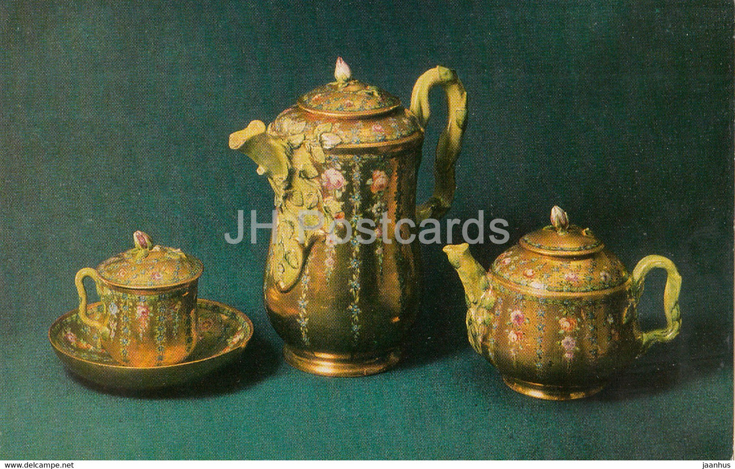 Pieces from the Private Tea Service - porcelain - Vinogradov Porcelains - 1974 - Russia USSR - unused - JH Postcards
