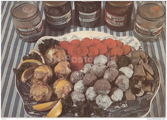 Fish meatballs stuffed with onions - Fish Dishes - food - recepies - 1986 - Estonia USSR - unused - JH Postcards