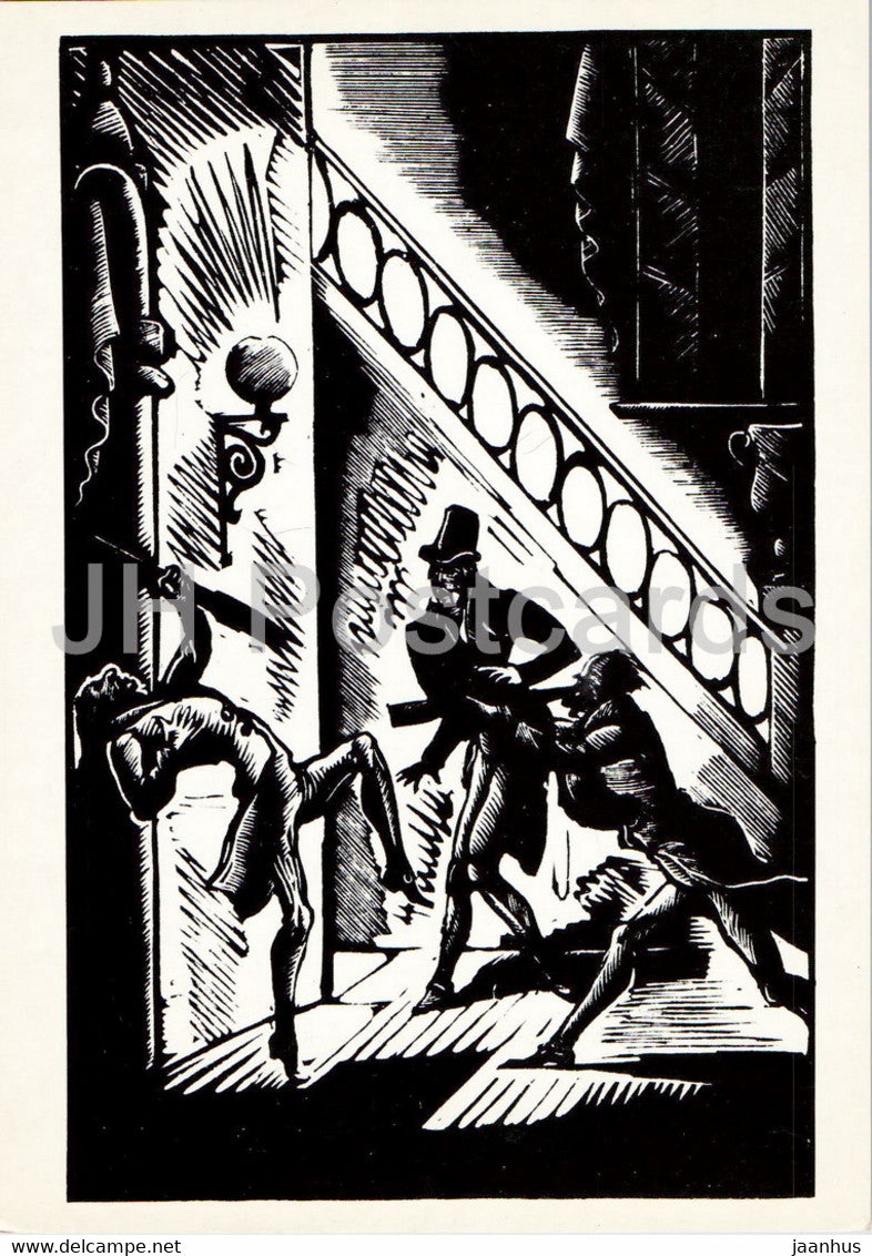 Master Flea by E. Hoffmann - 1 - illustration by Kravchenko - 1988 - Russia USSR - unused - JH Postcards