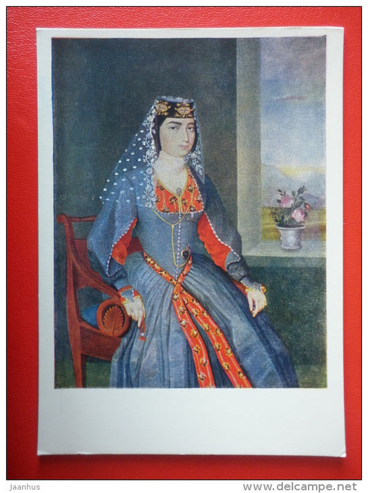 painting by A. Ovnatanyan . Portrait of Shushanik Nadiryan - woman - armenian art - unused - JH Postcards
