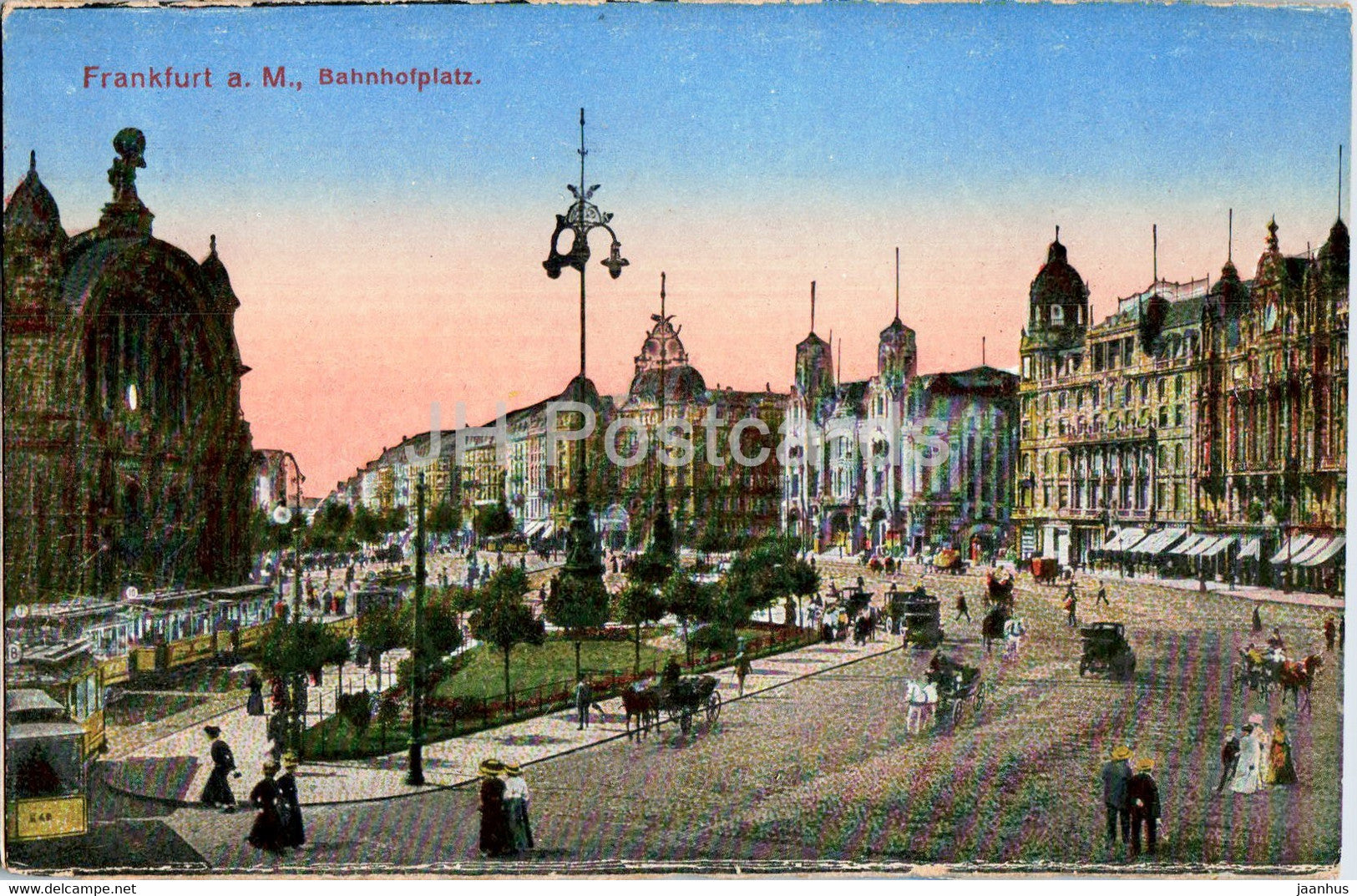 Frankfurt a M - Bahnhofplatz - tram - old postcard - Germany - unused - JH Postcards