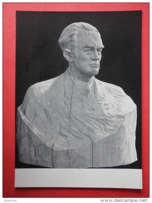 sculpture by L. Zhuklis - Portrait of writer Mykolaitis-Putinas - lithuanian art - unused - JH Postcards