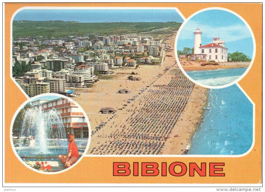 Panorama Aereo - Il Faro e la Fontana - beach - lighthouse - Bibione - Veneto - Italia - Italy - used - JH Postcards