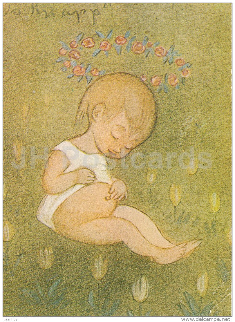 illustration by Ivar Arosenius - The Button of Life - child - Sweden - used - JH Postcards