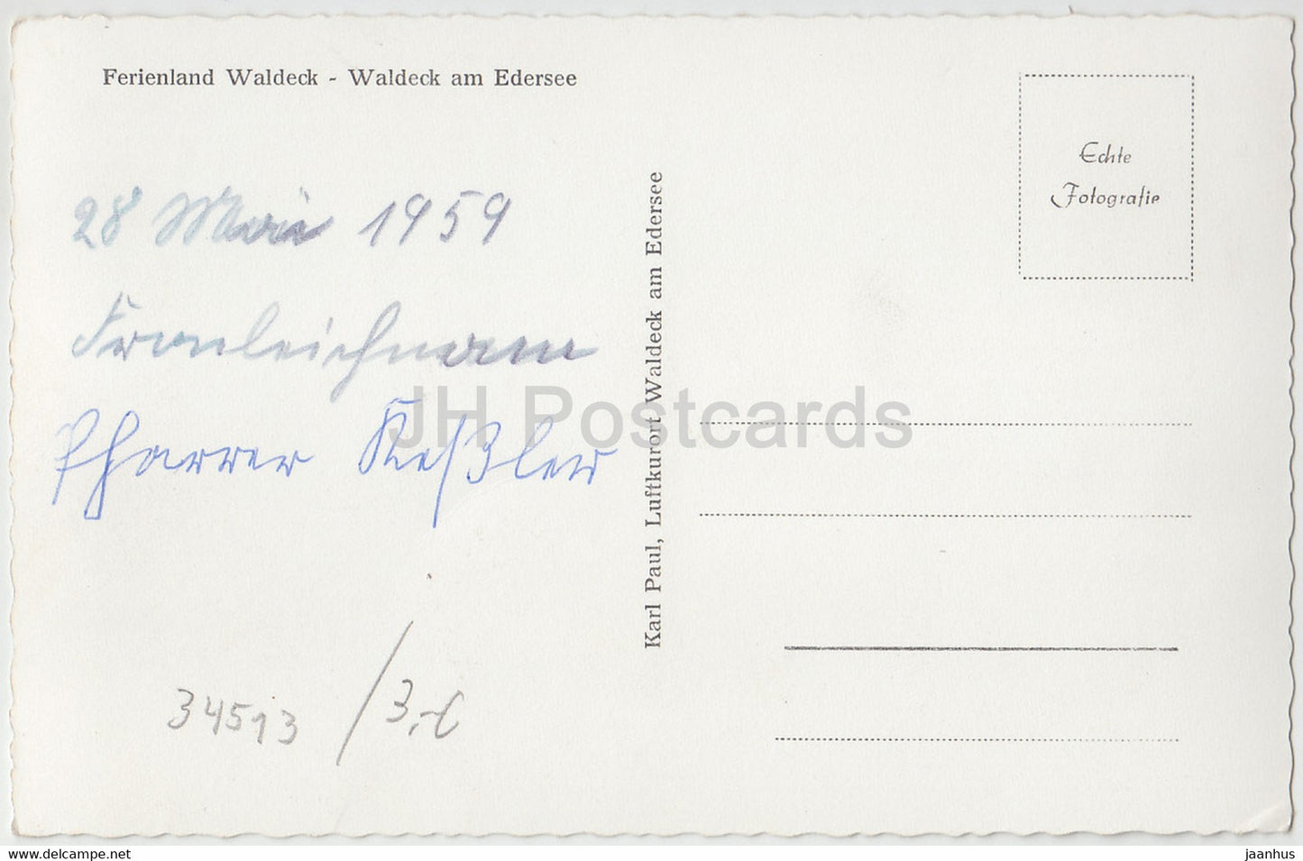 Edelstalsperre - Ferienland Waldeck - Waldeck am Edersee - 1959 - Germany - used
