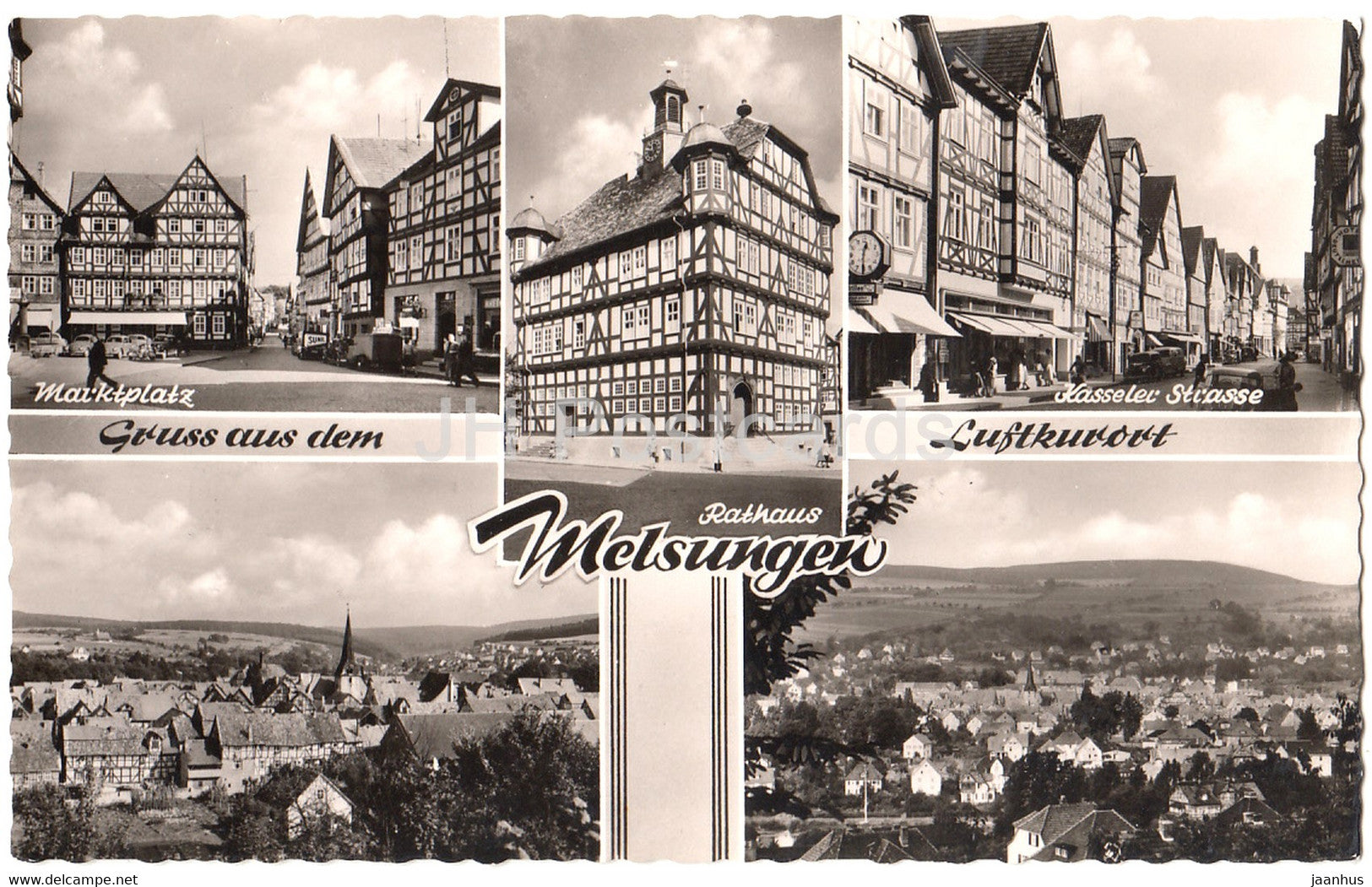 Gruss aus dem Luftkurort Melsungen - Marktplatz - Kasseler Strasse - Rathaus - Germany - unused - JH Postcards