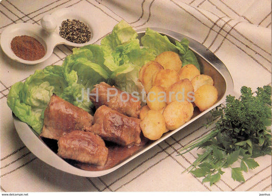 gourmet meat Steiger - potato - Cheese recipes - Russia USSR - unused - JH Postcards