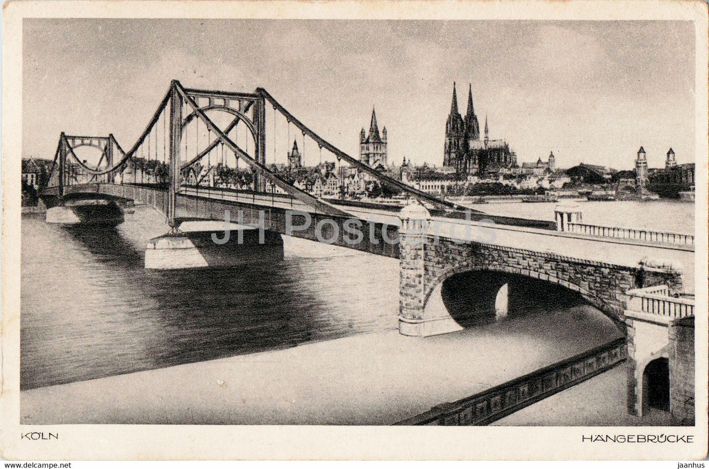 Koln - Cologne - Hangebrucke - bridge - 5 - old postcard - 1931 - Germany - used - JH Postcards