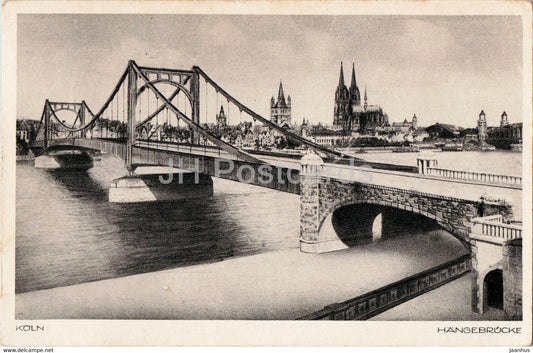 Koln - Cologne - Hangebrucke - bridge - 5 - old postcard - 1931 - Germany - used - JH Postcards