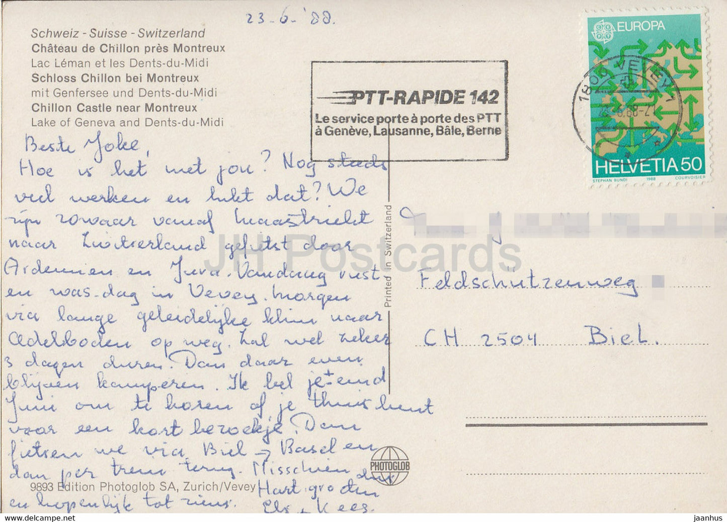 Chateau de Chillon pres Montreux - Lac Leman et les Dents du Midi - Schloss -1988 - Schweiz - unbenutzt