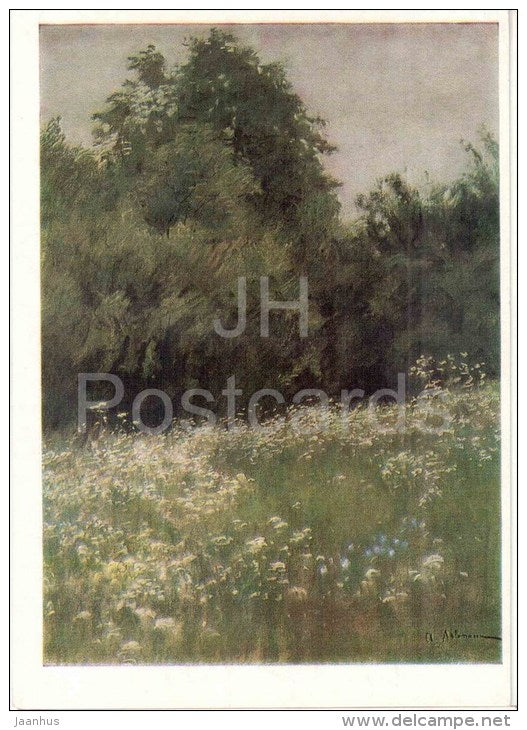 painting by I. Levitan - Meadow in the woods , 1898 - nature - russian art - unused - JH Postcards