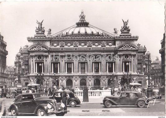 Paris et ses Merveilles - Theatre l'Opera - car - old postcard - 1955 - France - used - JH Postcards