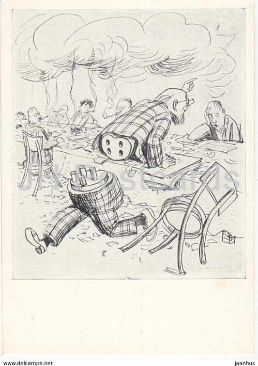 Russian writer Vladimir Mayakovsky - poem Sitting Down - illustration - 1969 - Russia USSR - unused - JH Postcards