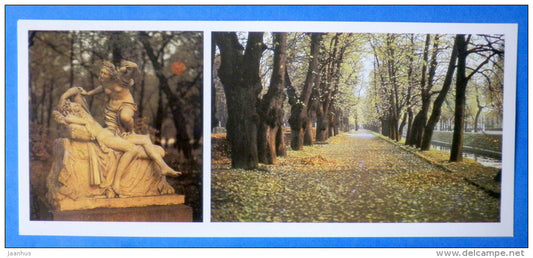 Cupid and Psyche sculpture - Alley - Summer Garden - Leningrad - St. Petersburg - 1985 - Russia USSR - unused - JH Postcards