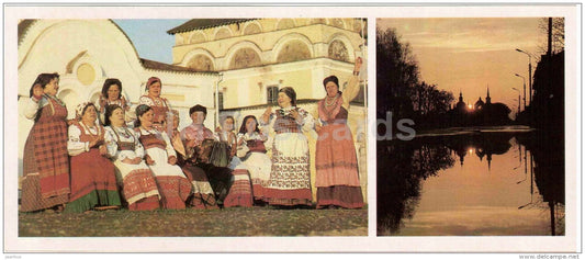 folk ensemble performance - Veliky Ustyug river - Vologda Region - 1987 - Russia USSR - unused - JH Postcards