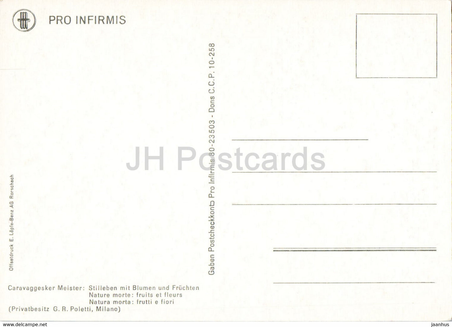 painting by Caravaggio - Stilleben mit Blumen und Fruchten - Fruits - Flowers - Italian art - Germany - unused