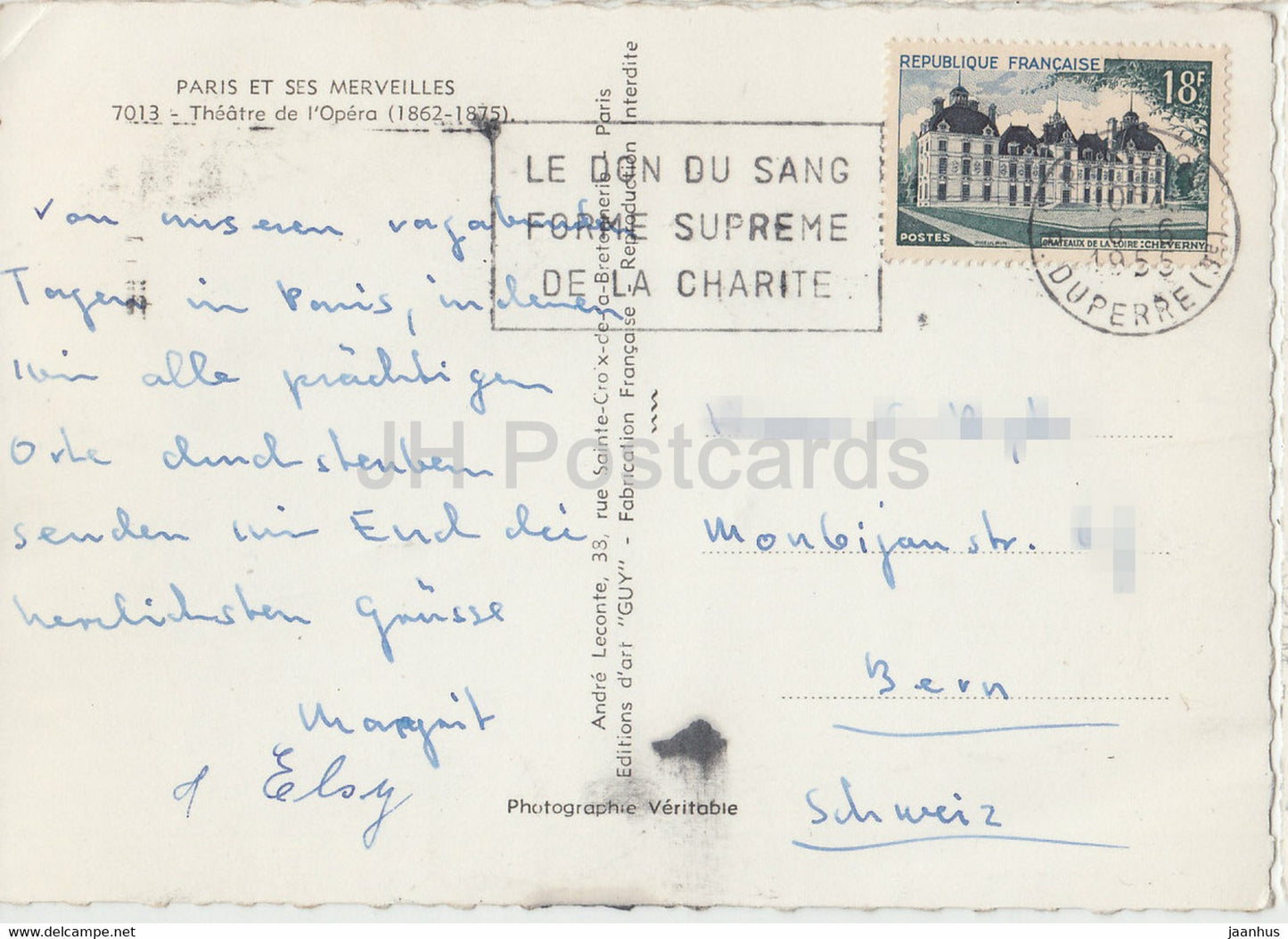 Paris et ses Merveilles - Théâtre l'Opéra - voiture - carte postale ancienne - 1955 - France - occasion