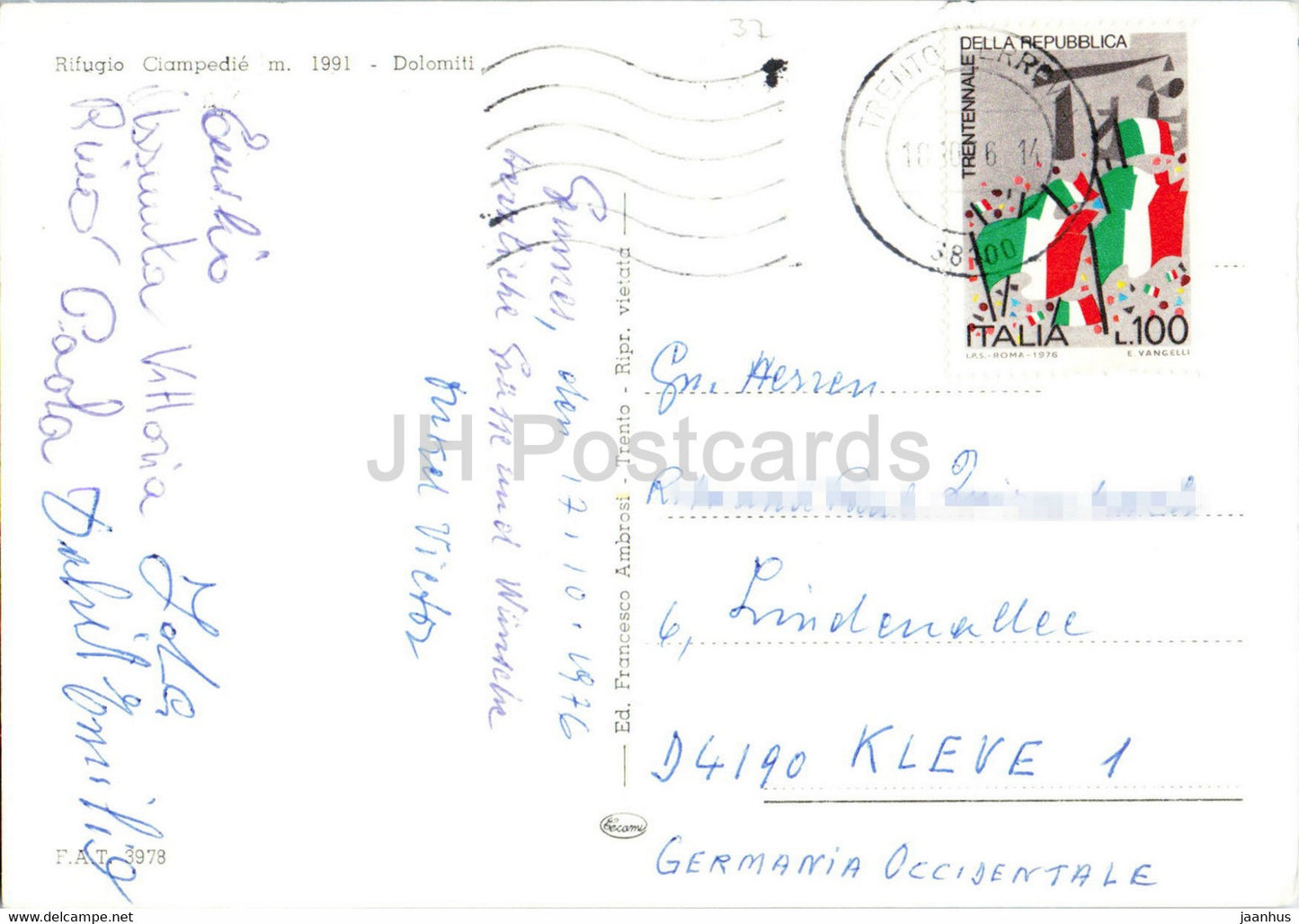 Rifugio Ciampedie 1991 m - Dolomiti - 1976 - Italie - occasion