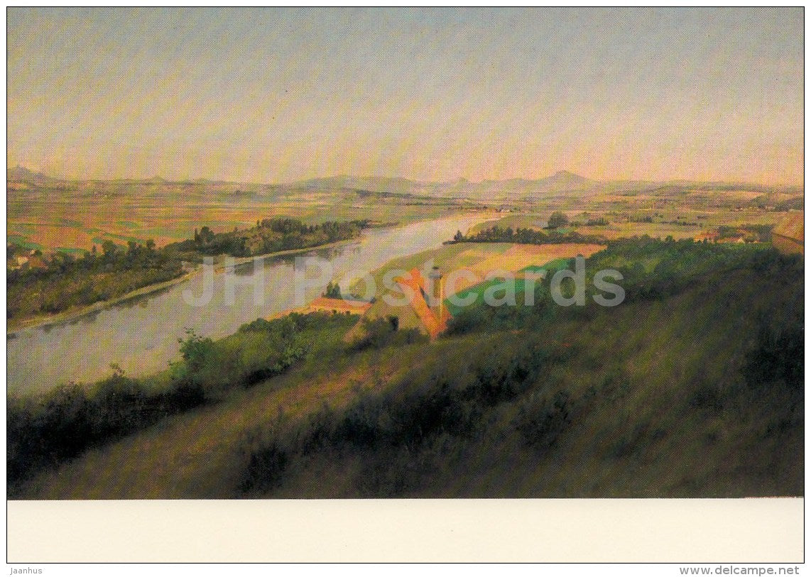 painting by Josef Manes - Landscape near Mount Rip , 1863 - Czech art - large format card - Czech - unused - JH Postcards