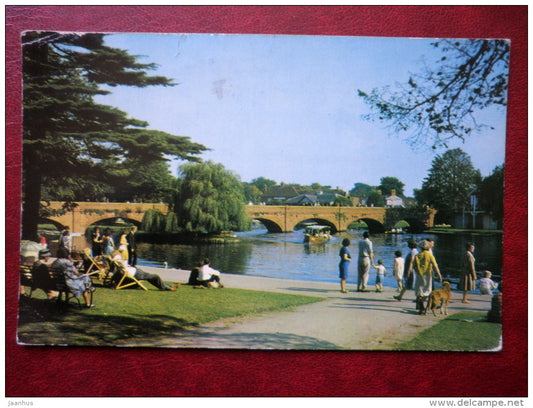 Stratford upon Avon - Along the Avon - bridge - sent to Estonia, USSR 1965 , stamped - England - United Kingdom - used - JH Postcards